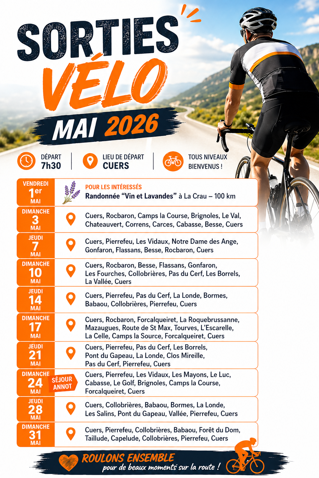 Lire la suite à propos de l’article 🚴‍♂️ Parcours – Mai 2026