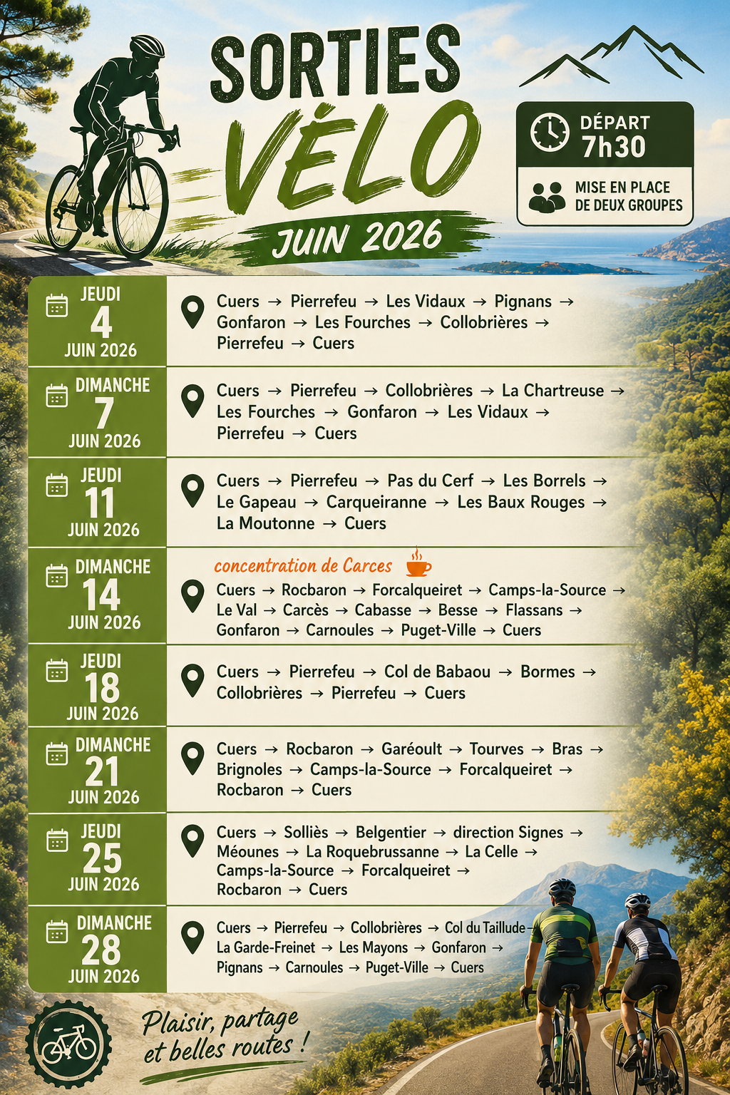 Lire la suite à propos de l’article 🚲 Parcours juin 2026 🚲