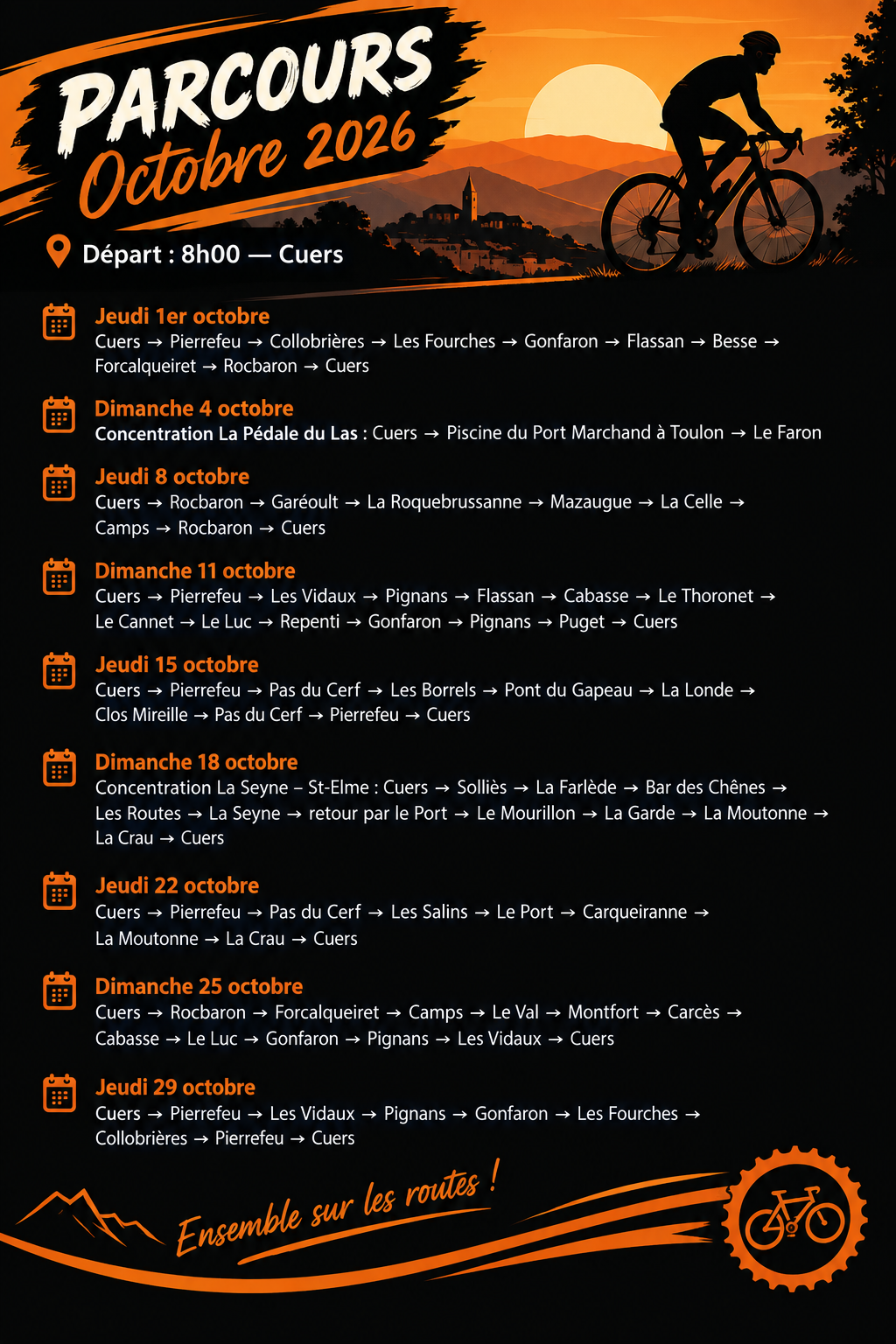 You are currently viewing 🚲 PARCOURS OCTOBRE 2026 🚲